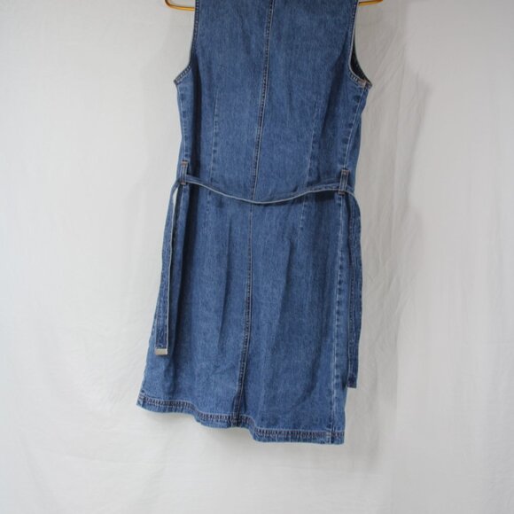 Vintage Old Navy Shirt Dress Women's 2 Blue Denim Sleeveless Y2K Button-Up Mom - Picture 6 of 8